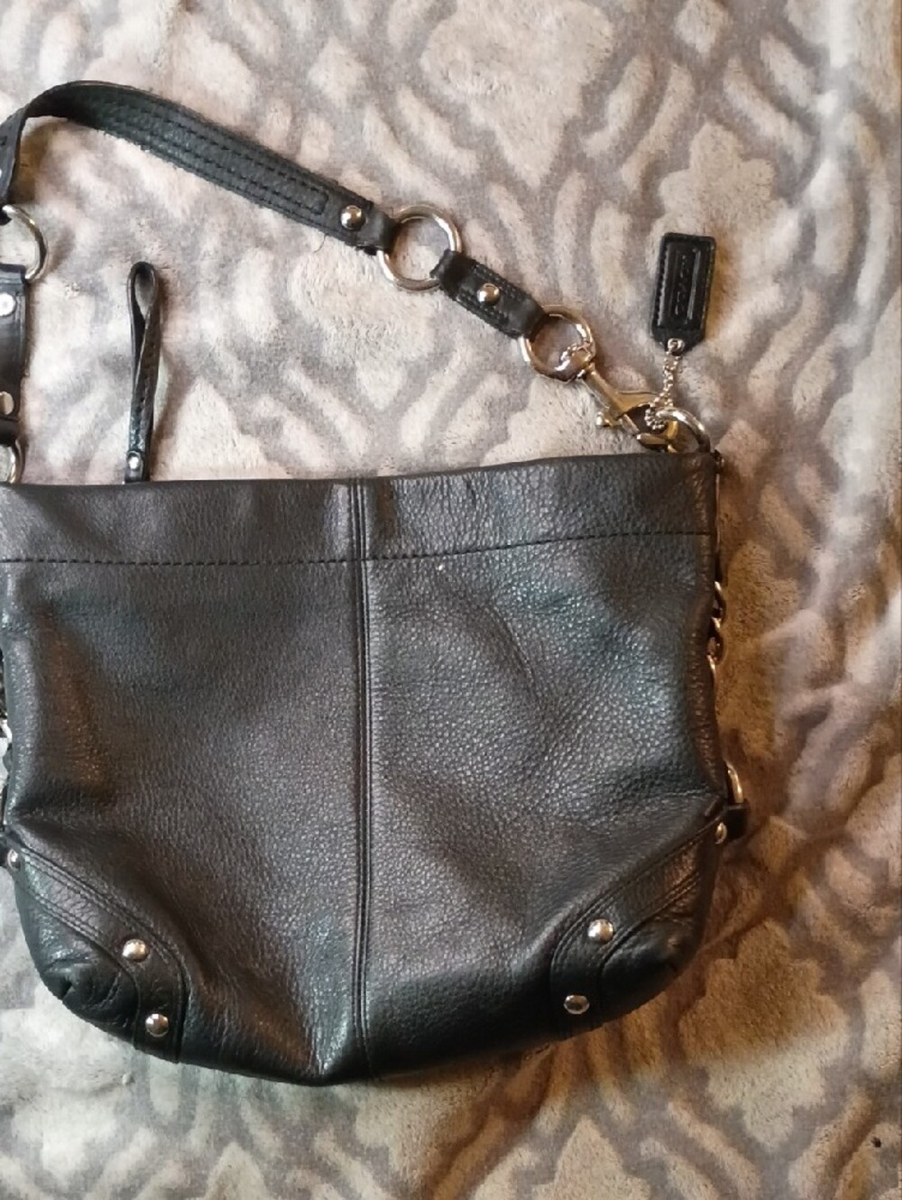 Vintage Couch Purse F15251 Carly Black Leather Shoulder Bag - Picture 5 of 7